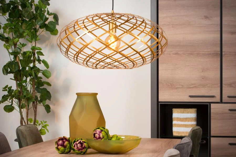 Lucide WOLFRAM - Pendant light - Ø 65 cm - 1xE27 - Matt Gold / Brass - ambiance 1